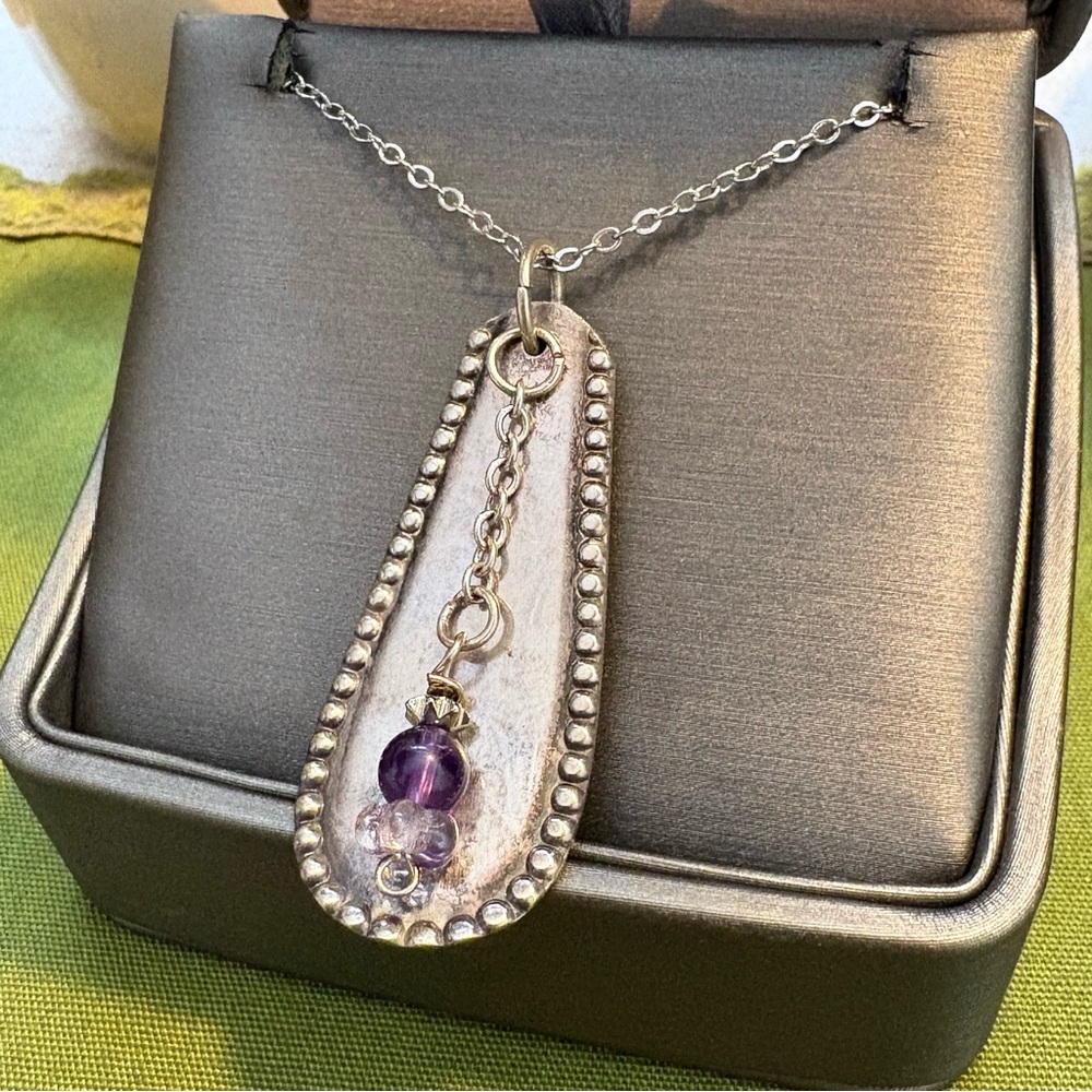 Sterling Silver and Purple Pendant with chain.